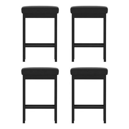 A Set of 4 Artiss Metal Bar Stools PU Seat Dining Counter Chairs