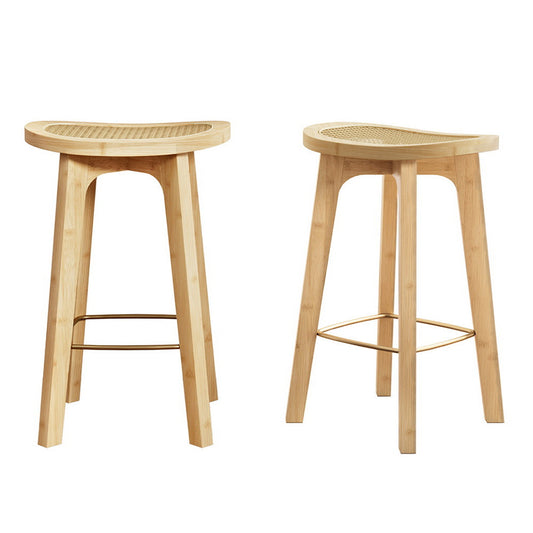 Artiss 2x Bar Stools Bamboo Rattan Stool Counter Chair Kitchen Barstools