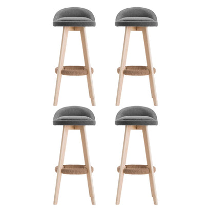 Artiss 4x Bar Stools Padded Linen Wooden Grey