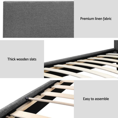 Artiss Bed Frame King Single Size Grey NEO