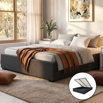 Artiss Bed Frame Double Size Gas Lift Base Charcoal TOKI