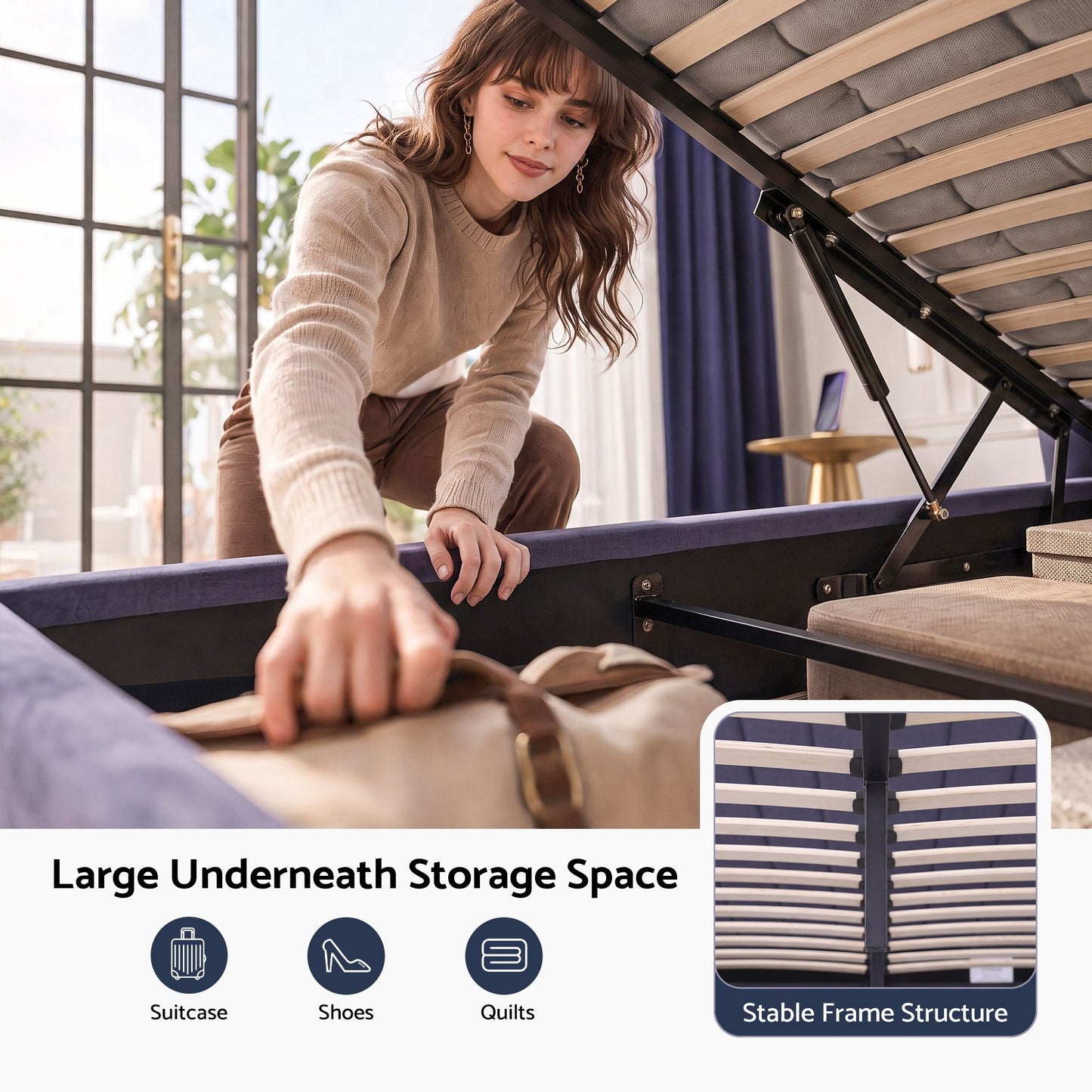 Artiss King Bed Frame with Lift Up Storage and USB Ports Grey
