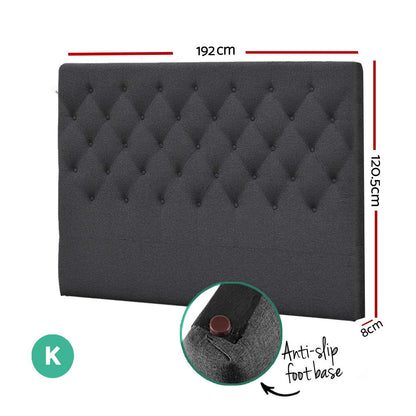 Artiss Bed Head Headboard King Size Fabric - CAPPI Charcoal