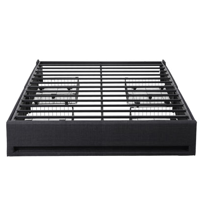 Artiss Double Bed Frame with Storage Drawers RGB Lights Charging Station Upholstered Fabric