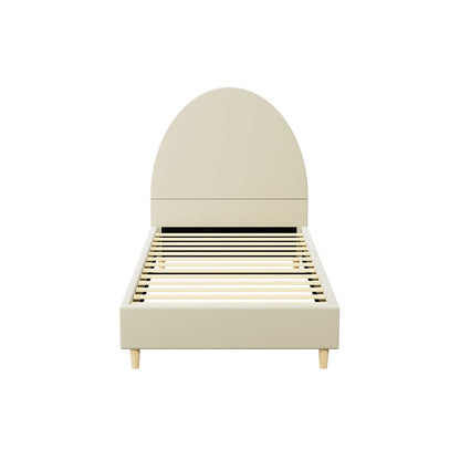 Artiss Bed Frame Single Size Velvet Cream ELLA