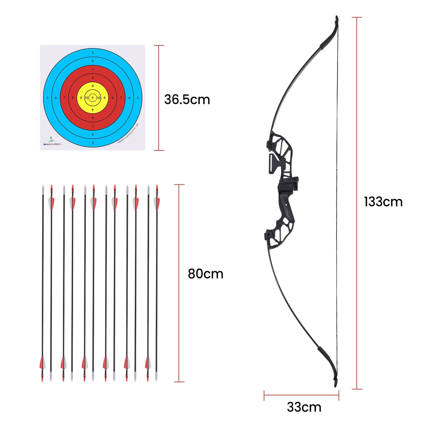 Everfit 55lbs Bow Arrow Set Recurve Takedown Archery Hunting for Beginner Red
