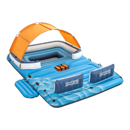 Bestway Pool Float Island Inflatable Lounge 6-person Raft Seat Canopy