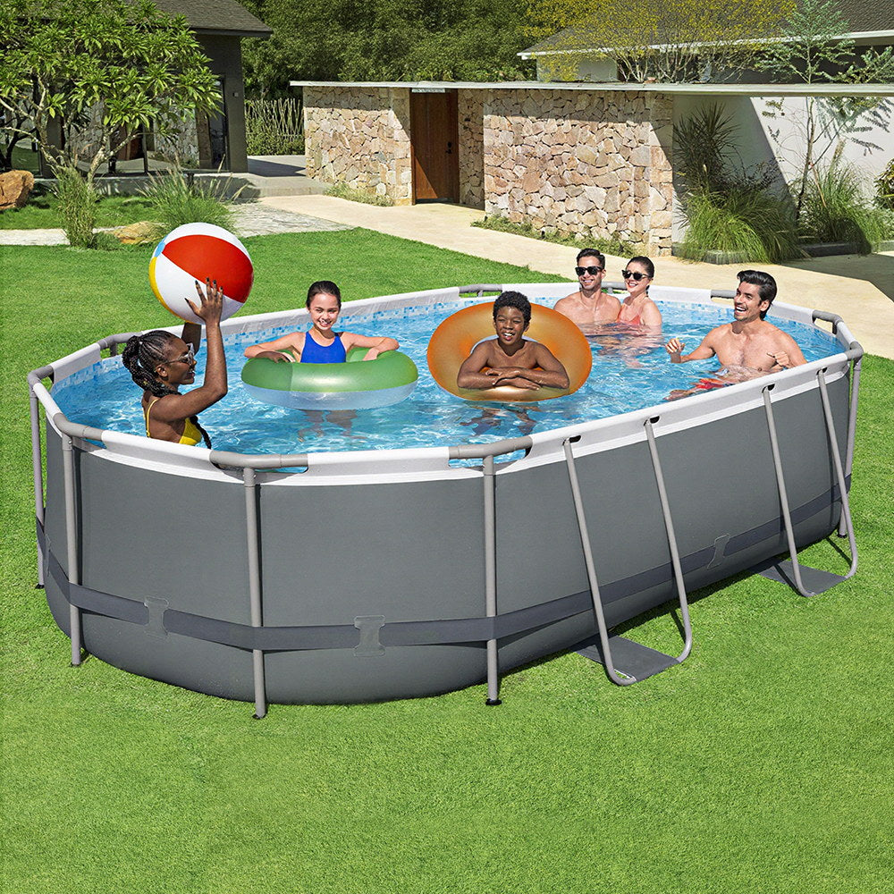Bestway 488x305x107cm Swimming Pool Steel Frame Set w/ Pump Filter Ladder Cover