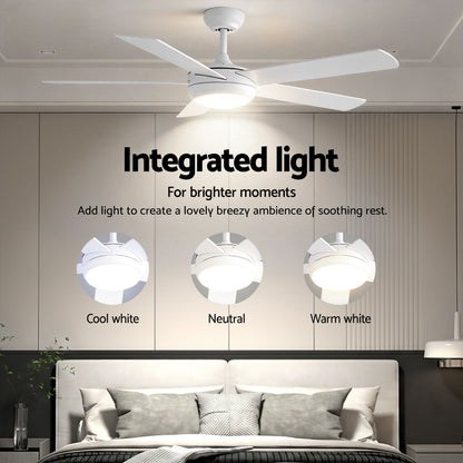 Devanti 52'' Ceiling Fan 5 Blades DC Motor w/Light w/Remote White