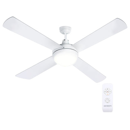 Devanti 52'' Ceiling Fan DC Motor w/Light w/Remote - White