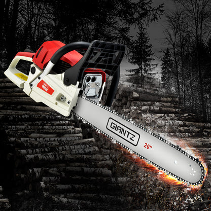 Giantz 58cc Petrol Chainsaw 20 Inch Bar Chain Saw Tree Pruner 2 Stroke E-Start