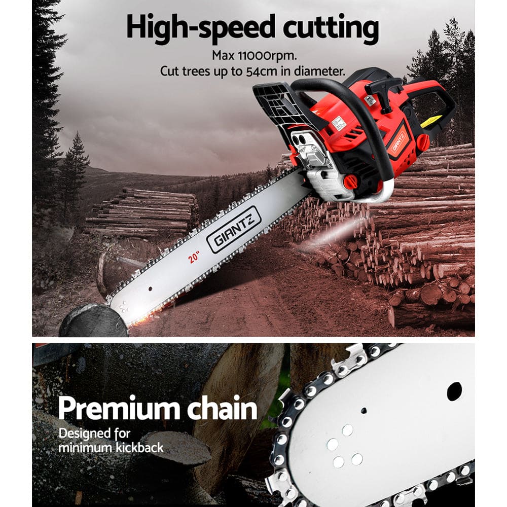 Giantz Chainsaw Petrol 52CC 20" Bar Commercial E-Start Pruning Chain Saw,Giantz Chainsaw Petrol 52CC 20" Bar Commercial E-Start Pruning Chain Saw 4.0HP
