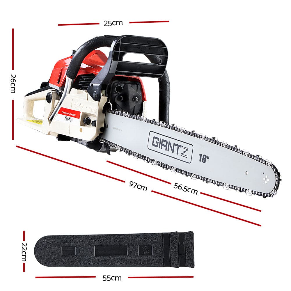 Giantz Chainsaw Petrol 75CC 18" Bar Commercial E-Start Pruning Chain Saw