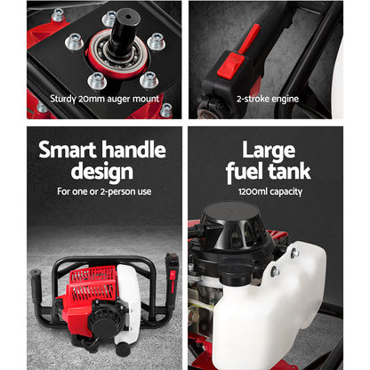 Giantz Post Hole Digger Motor Only Engine Petrol Red