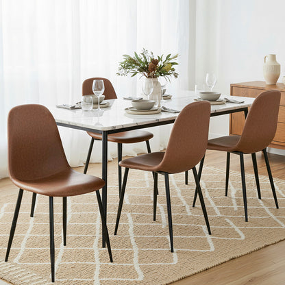 Artiss 4x Dining Chairs Retro PU Leather Kitchen Lounge Cafe Accent Chair Brown