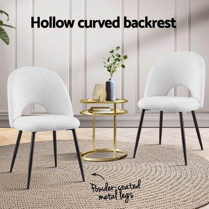 1 Set of 2 Artiss Dining Chair Boucle Sherpa