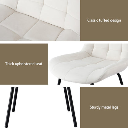 Artiss 4x Dining Chairs Velvet Tufted Kitchen Lounge Cafe Accent Chair Beige