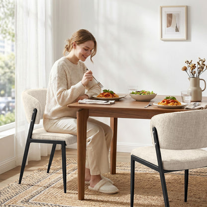 Artiss Dining Chairs Set of 2 Linen Fabric Soft Upholstered Chairs Beige