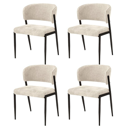 Artiss Dining Chairs Set of 4 Linen Fabric Soft Upholstered Chairs Beige