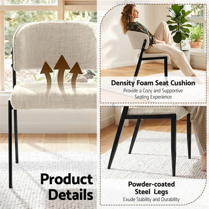 Artiss Dining Chairs Set of 4 Linen Fabric Soft Upholstered Chairs Beige
