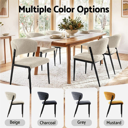 Artiss Dining Chairs Set of 4 Linen Fabric Soft Upholstered Chairs Beige