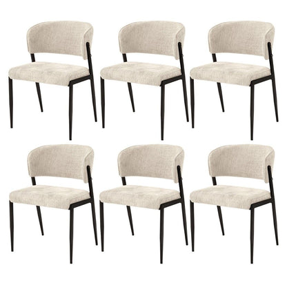 Artiss Dining Chairs Set of 6 Linen Fabric Soft Upholstered Chairs Beige