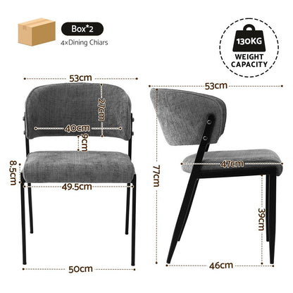 Artiss Dining Chairs Set of 4 Linen Fabric Soft Upholstered Chairs Grey