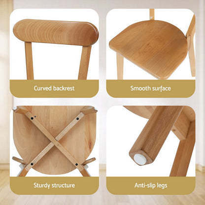Artiss 4x Dining Chairs Wooden Kitchen Accent Chair Cafe Lounge Rubber Wood