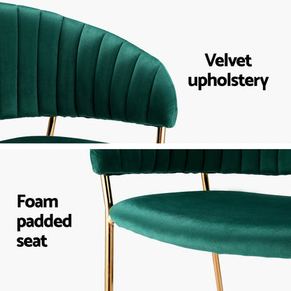 Artiss Dining Chairs Set of 4 Velvet Hollow Armchair Green