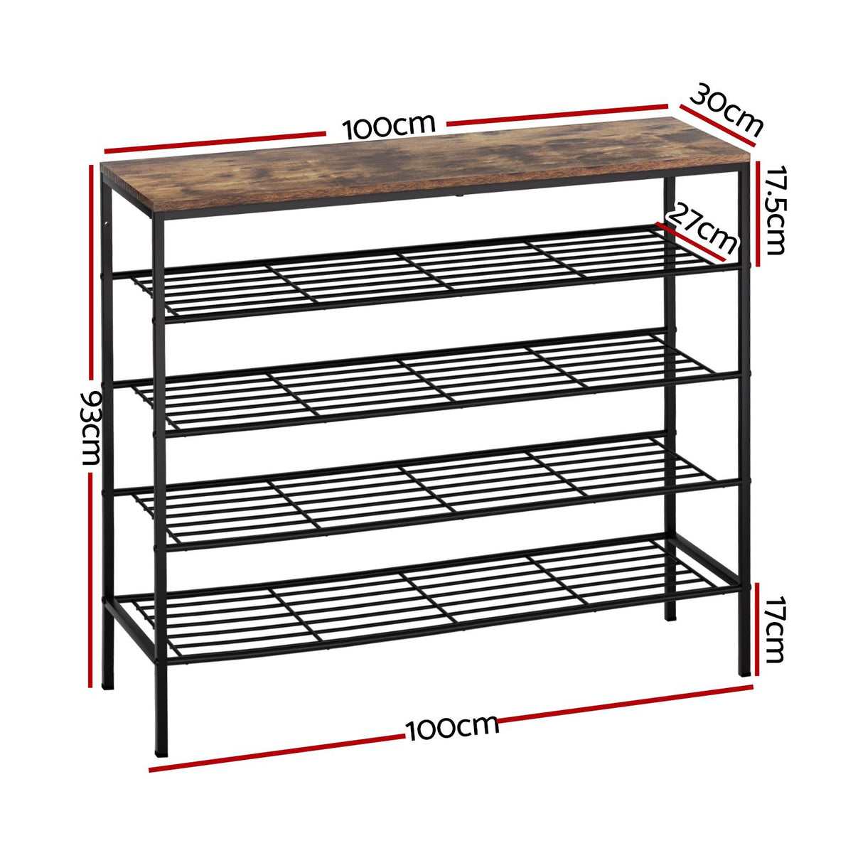 Artiss Shoe Rack 5-tier 25 Pairs Walnut Bob