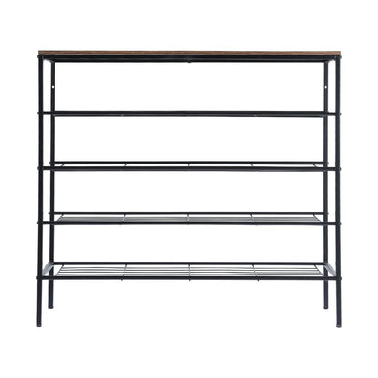 Artiss Shoe Rack 5-tier 25 Pairs Walnut Bob