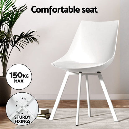 1 Artiss Dining Table and 4 Chairs Set Rectangle White