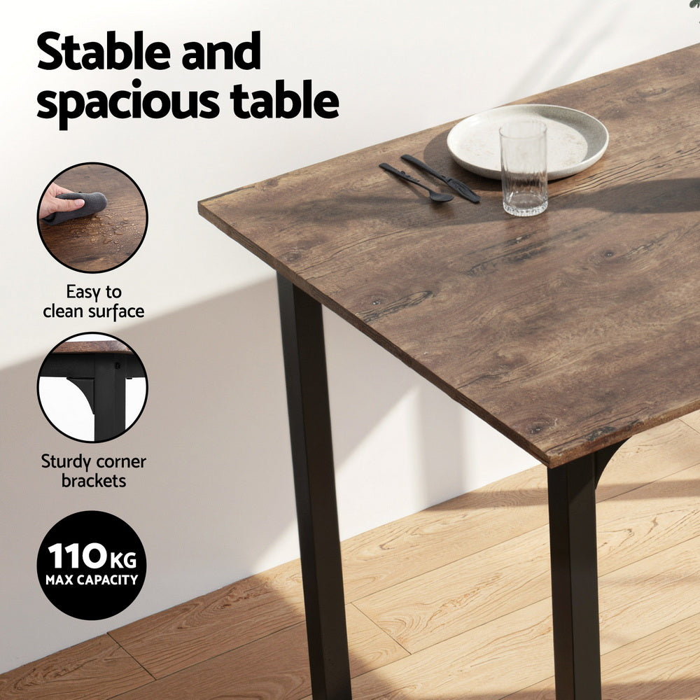 Artiss Dining Table and Chairs Set of 5 Compact Kitchen Furniture Rustic Brown