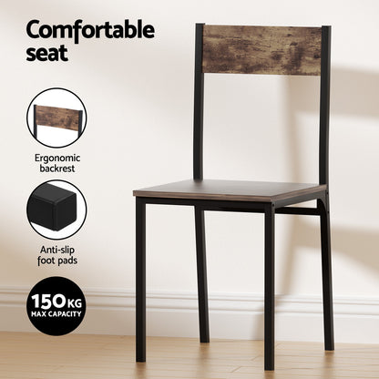 Artiss Dining Table and Chairs Set of 5 Compact Kitchen Furniture Rustic Brown