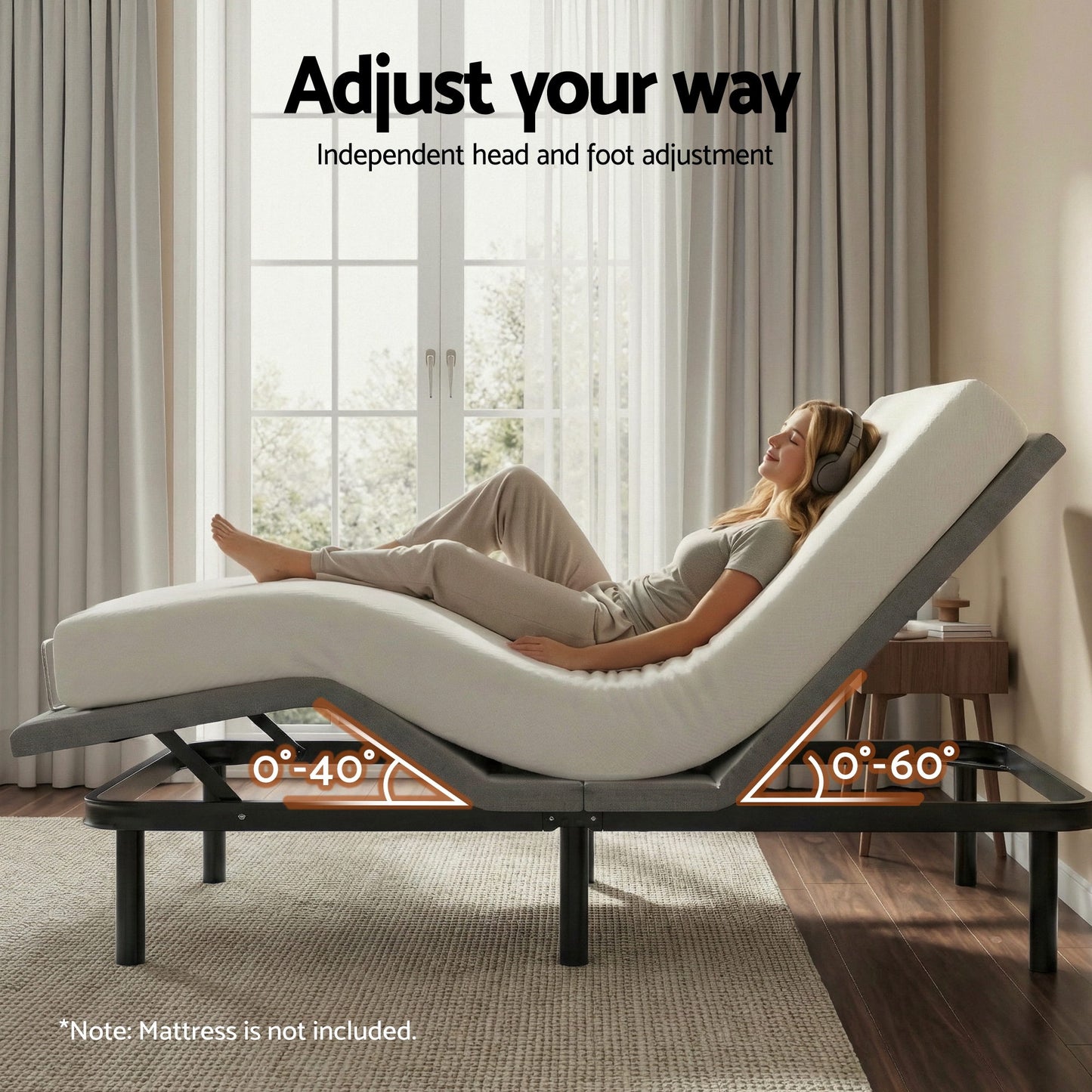 Artiss Adjustable Bed Frame Double Size Electric Bed Base Wireless Remote Control Zero Gravity Power Bed Foundation