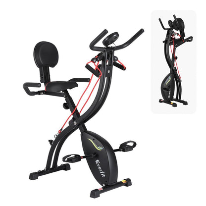 Everfit Folding Exercise Bike Magnetic X-Bike Indoor Cycling Resistance Rope