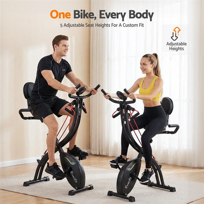 Everfit Folding Exercise Bike Magnetic X-Bike Indoor Cycling Resistance Rope
