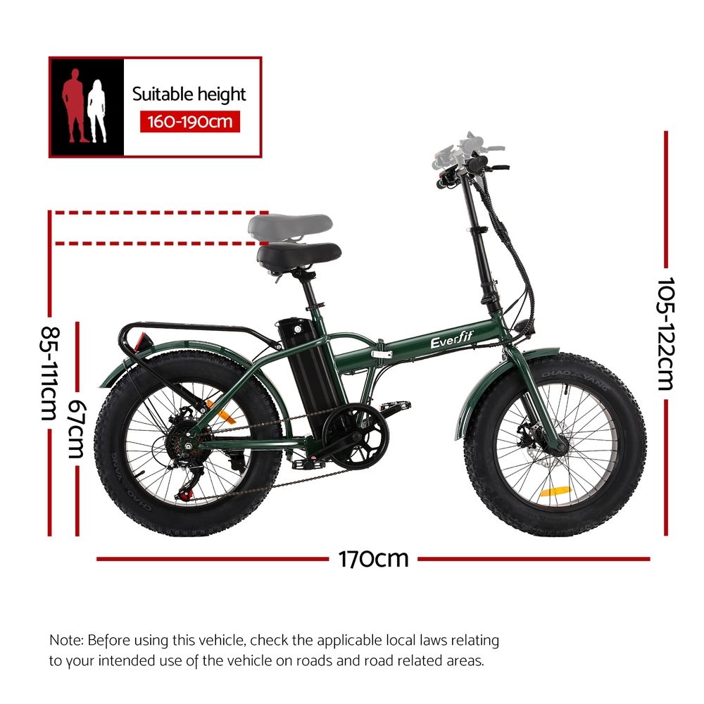 Everfit 20 Inch Folding Electric Bike Urban City Bicycle eBike Rechargeable