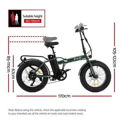 Everfit 20 Inch Folding Electric Bike Urban City Bicycle eBike Rechargeable