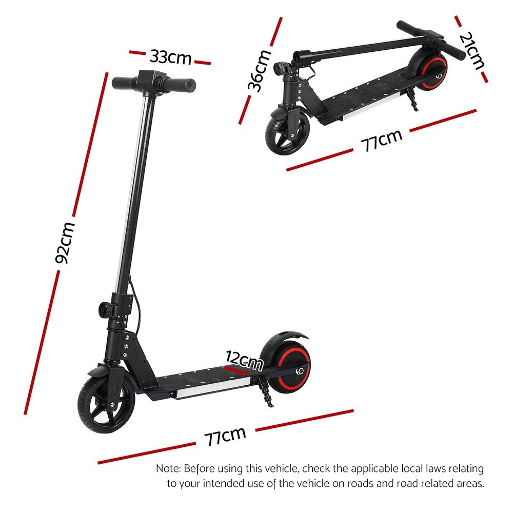 Electric Scooter 130W 16KM/H LED Light Folding Portable Riding Commuter Black