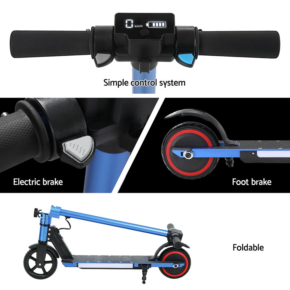 Electric Scooter 130W 16KM/H LED Light Folding Portable Riding Commuter Blue