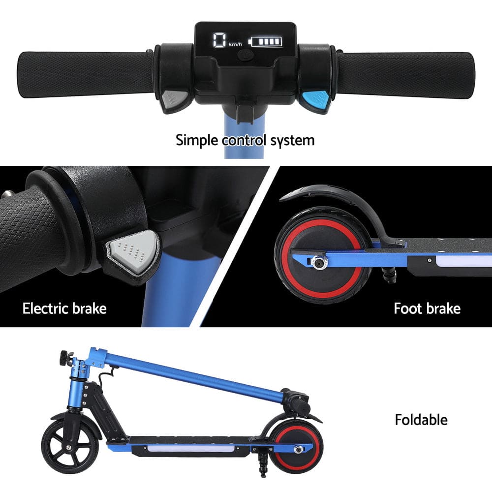 Electric Scooter 130W 16KM/H LED Light Folding Portable Riding Commuter Blue