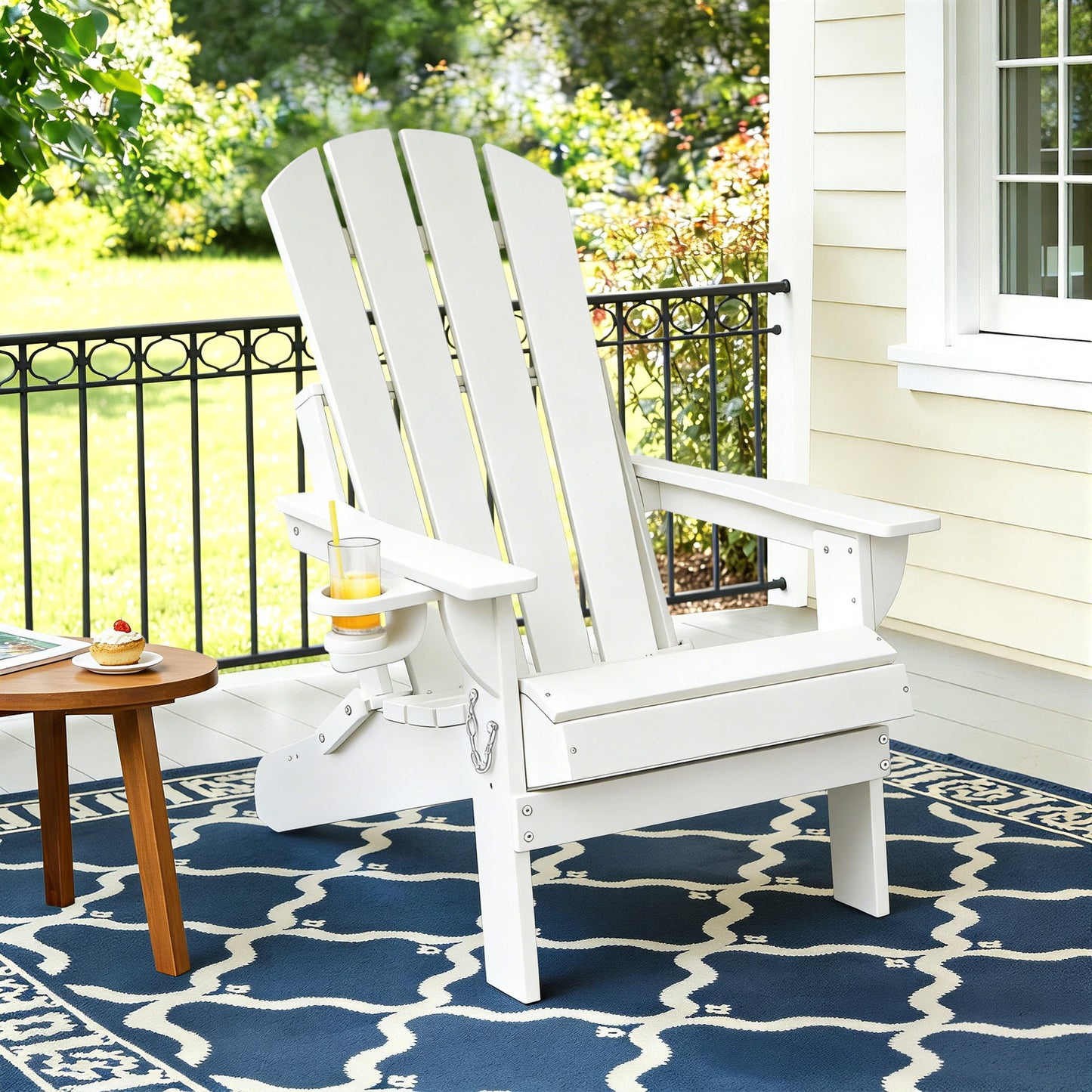Gardeon Outdoor Chairs Folding Adirondack Beach Chair HDPE Sun Lounge Patio Furniture Garden White