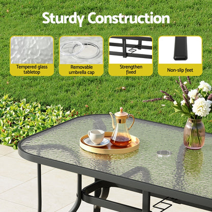 Gardeon 5PC Outdoor Dining Set Table and Chairs Patio Furniture Bistro Set Garden Grey