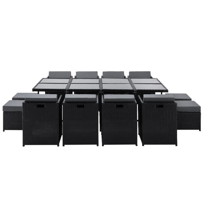 Gardeon Outdoor Dining Set 13 Piece Wicker Table Chairs Setting Black