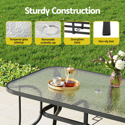 Gardeon 5PC Outdoor Dining Set Table and Chairs Patio Furniture Bistro Set Garden Black