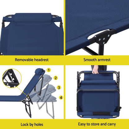 Gardeon Sun Lounger Folding Lounge Beach Chair Patio Outdoor Furniture