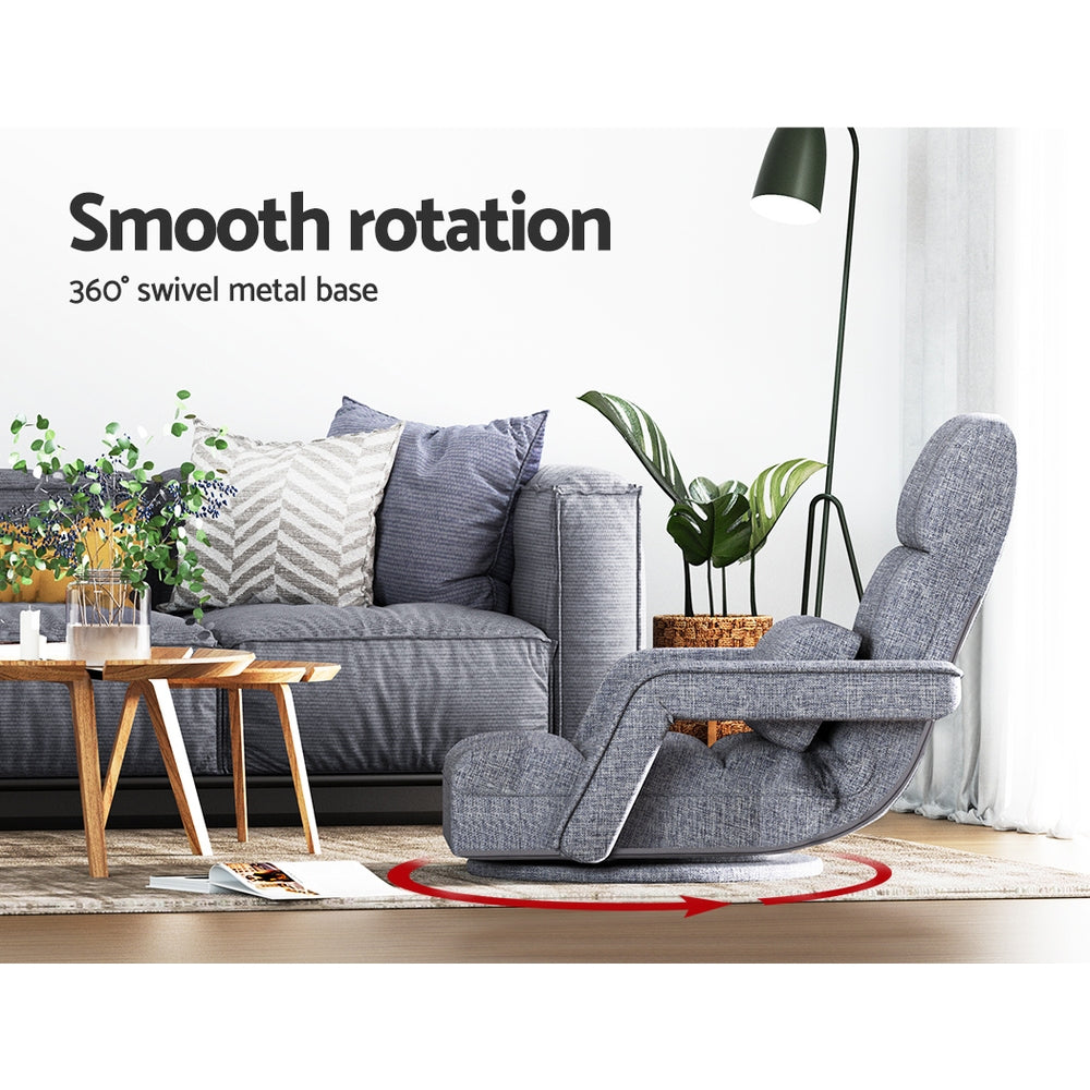 Artiss Floor Chair Lounge Sofa Swivel Grey