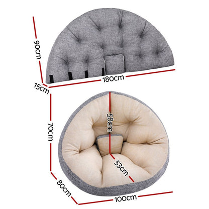 Artiss Floor Lounge Sofa Bed Chair Foldable Washable Beige