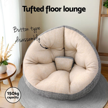 Artiss Floor Lounge Sofa Bed Chair Foldable Washable Beige